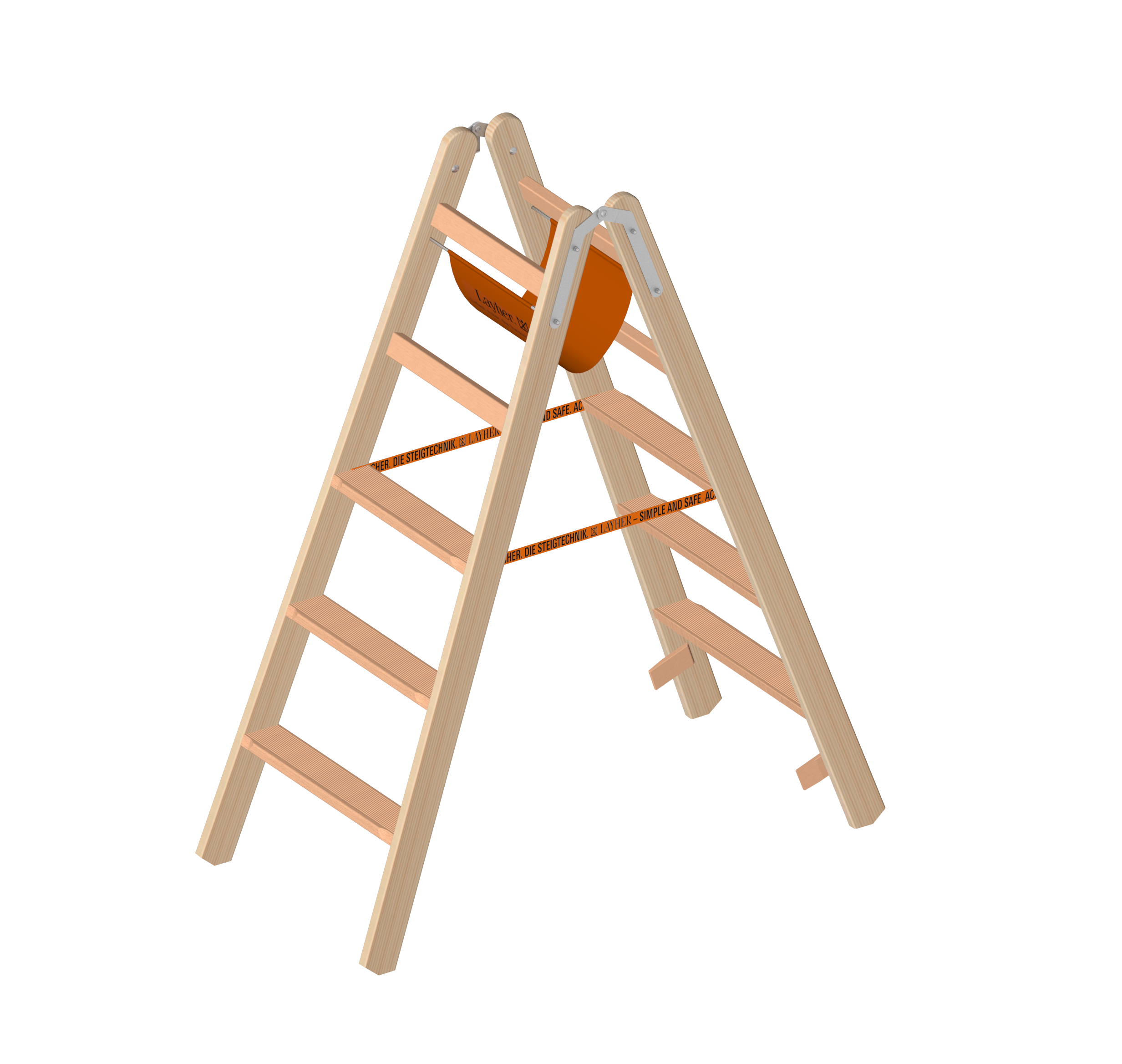 Holzstehleiter mit 2x4 Stufen