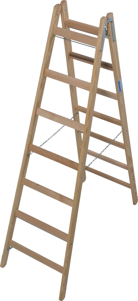 Sprossen-Doppelleiter (Holz) 2x7 Sprossen