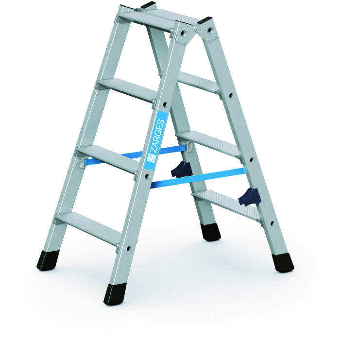Nova B, Gebördelte Stufen-Stehleiter, beidseitig begehbar, 2x4 Stufen Nova B, Gebördelte Stufen-Stehleiter, beidseitig begehbar, 2x4 Stufen