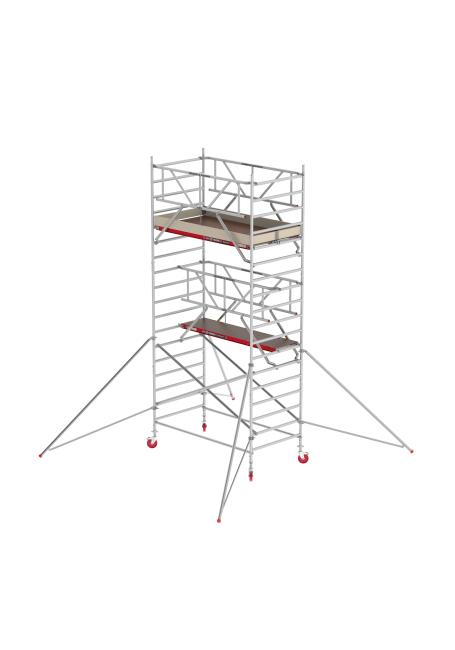 RS TOWER 42 Fahrgerüst - 12.20 m Arbeitshöhe - 1.35 m breit - 2.45 m Holzplattform - Safe-Quick® + Streben