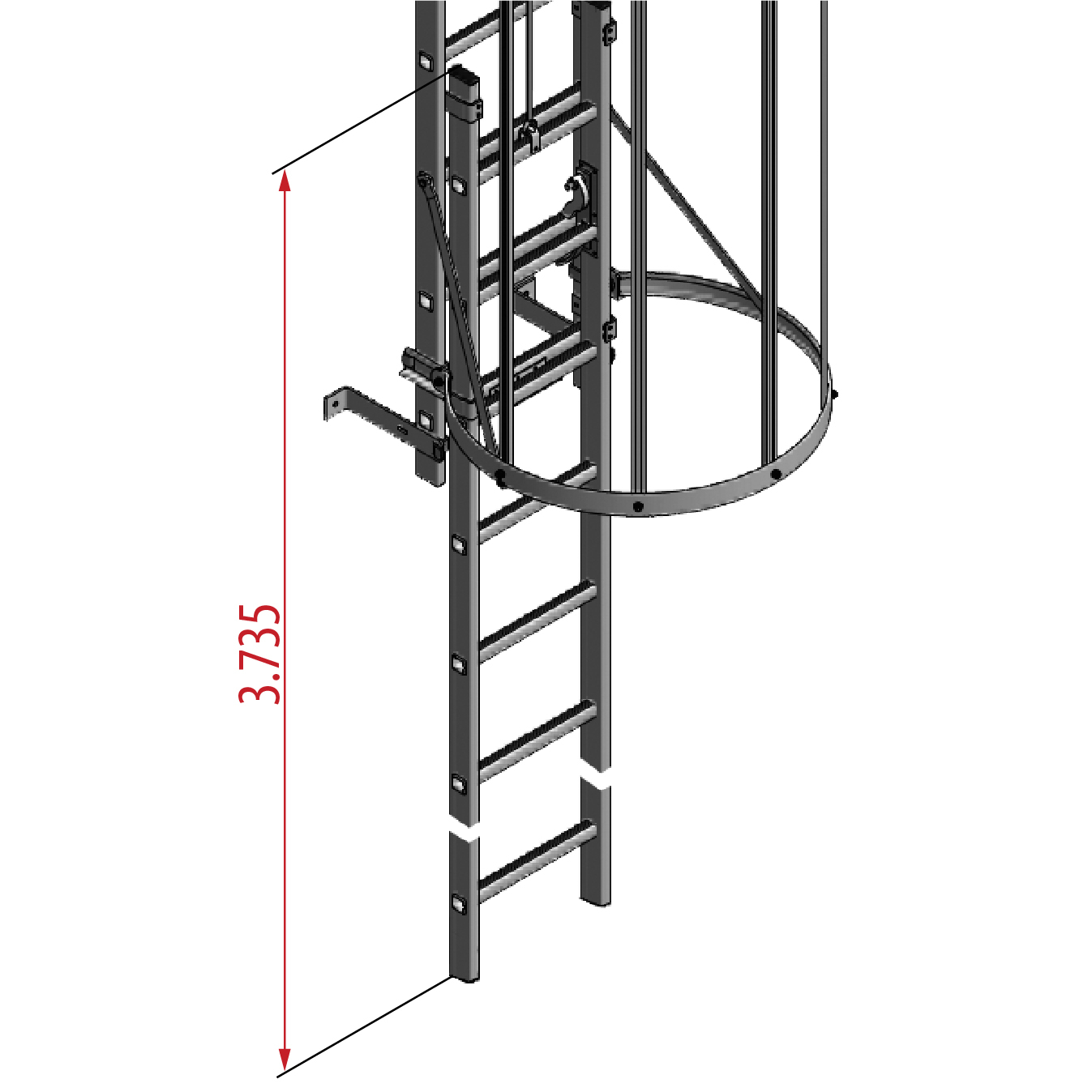 Einstieg einziehbar als Ersatzteil zum Nachrüsten an vorhandener Steigleiter - Seilzugbedienung von unten