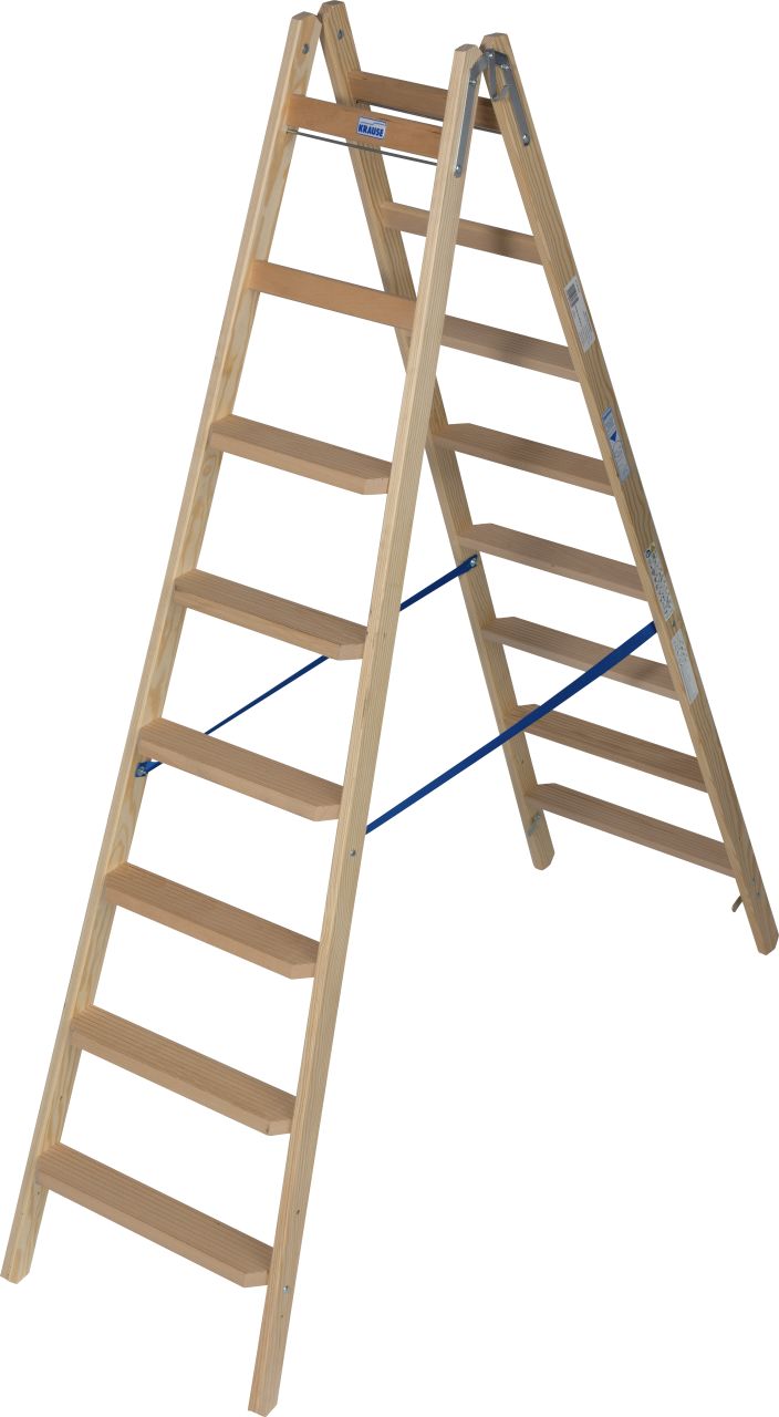 STABILO Holz Stufen/Sprossen Doppelleiter 2x8 Stufen 