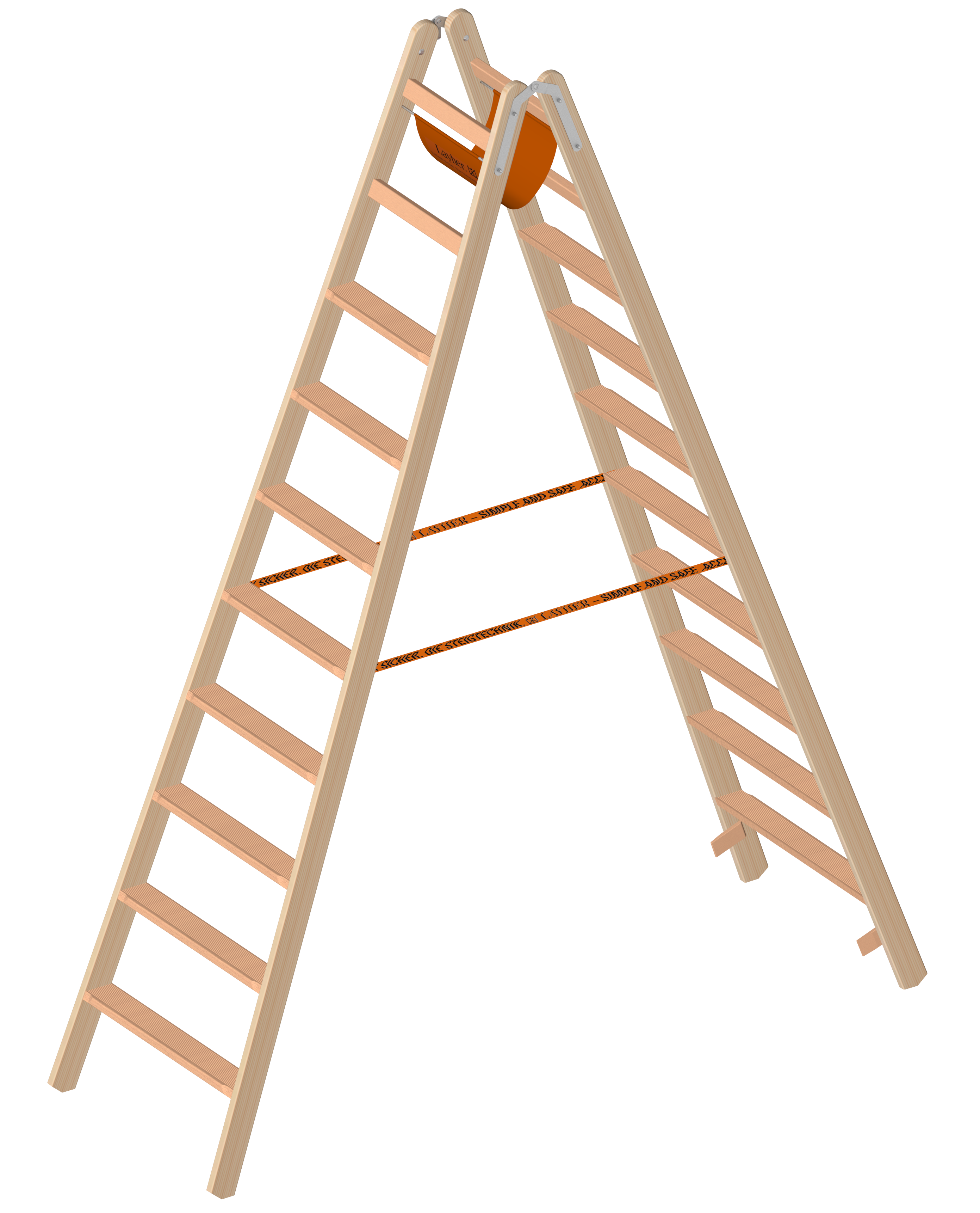 Holzstehleiter mit 2x4 Stufen