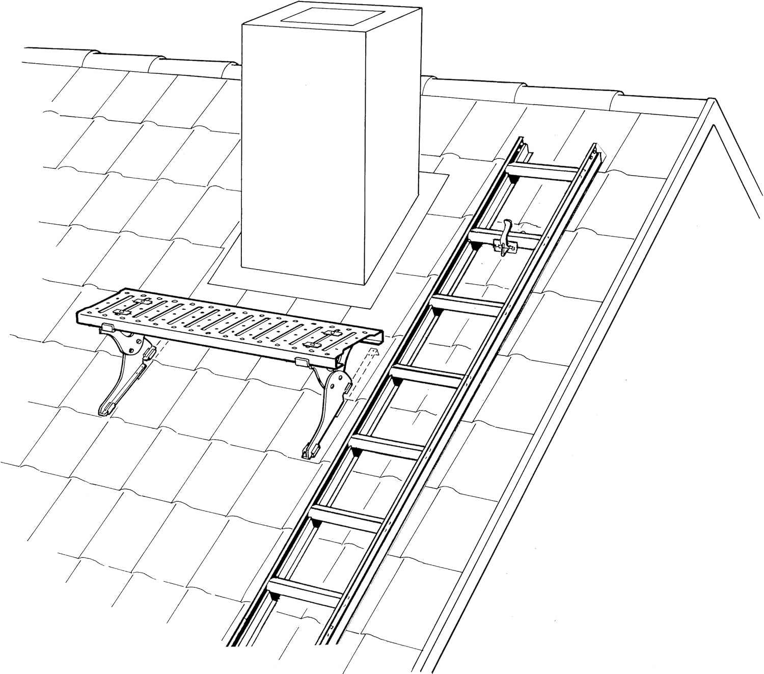 Dachauflegeleiter aus Aluminium (ziegelrot) - 7 Sprossen