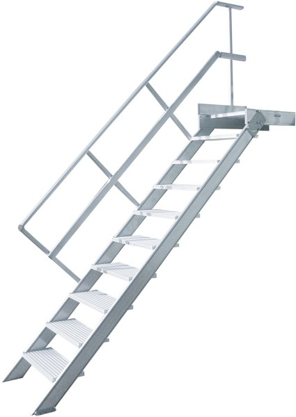 Treppe stationär mit Podest, Treppenneigung 45°, Stufenbreite 600 mm - 4 Stufen