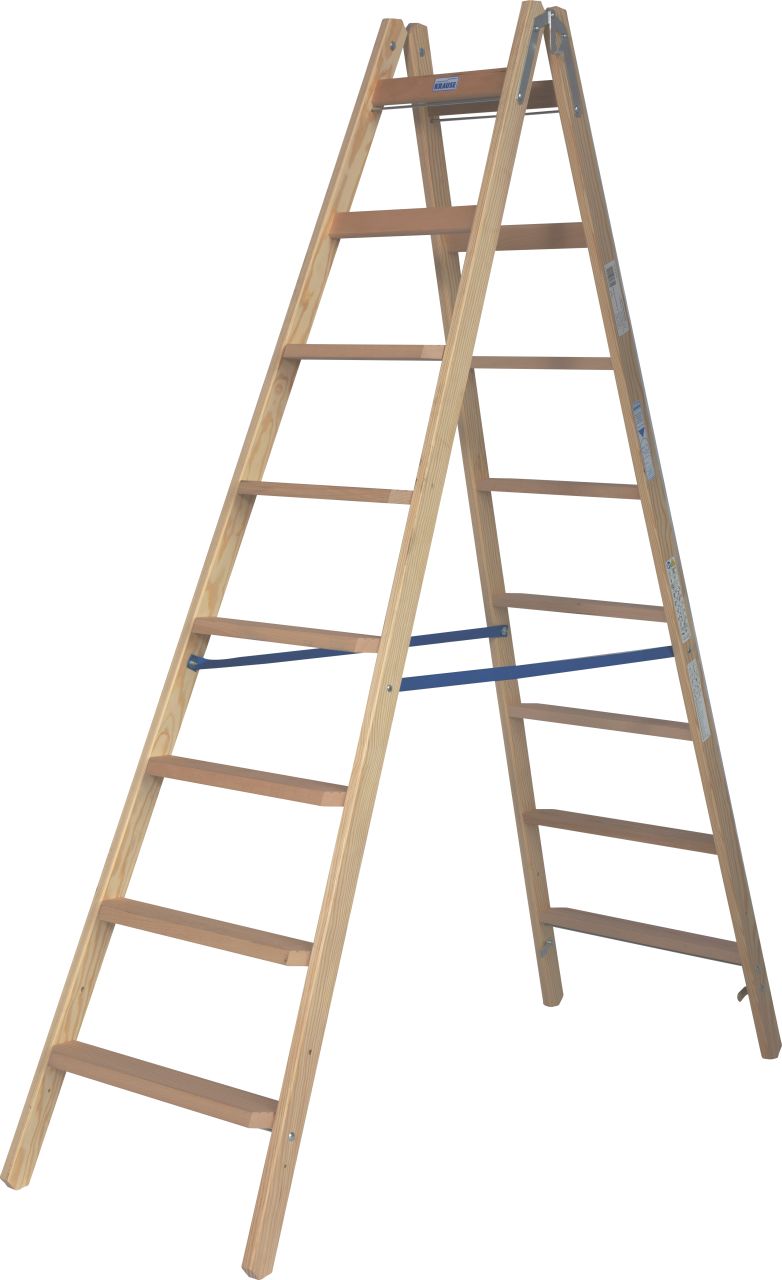 STABILO Holz Stufen/Sprossen Doppelleiter 2x8 Stufen 