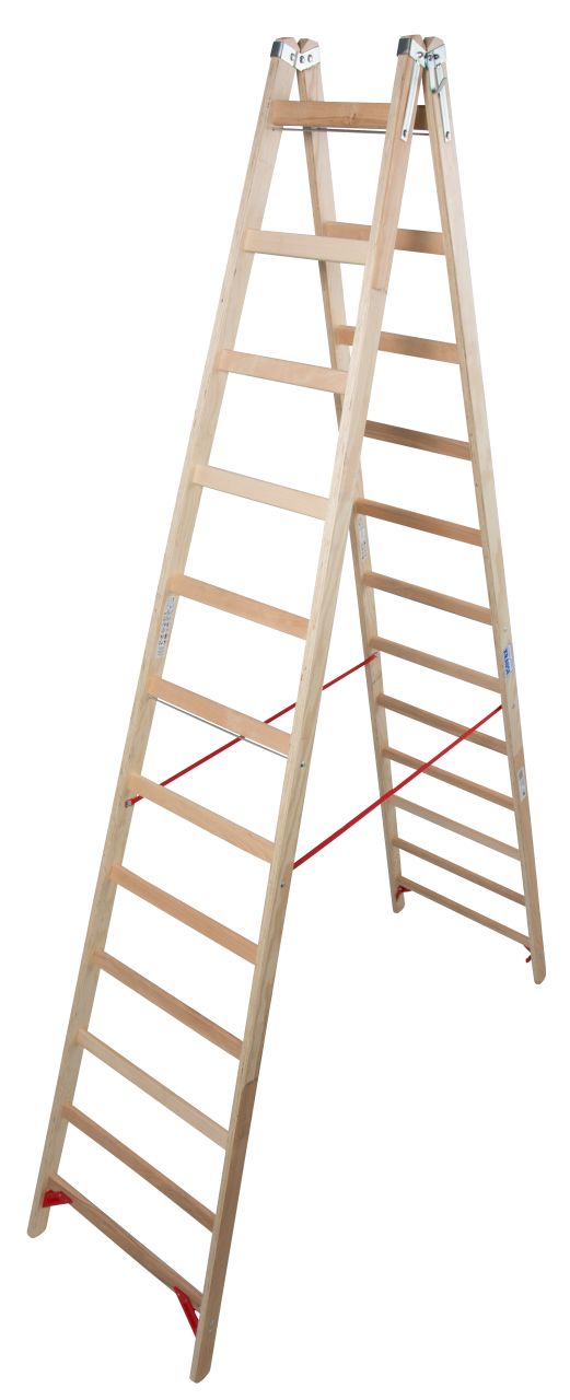Sprossen-Doppelleiter (Holz) 2x12 Sprossen