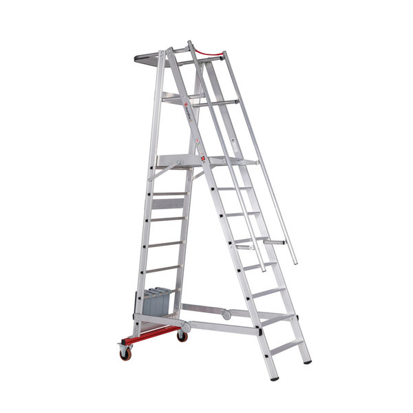 PREMIUM line Aluminium-Podestleiter fahrbar, klappbar, 6 Stufen