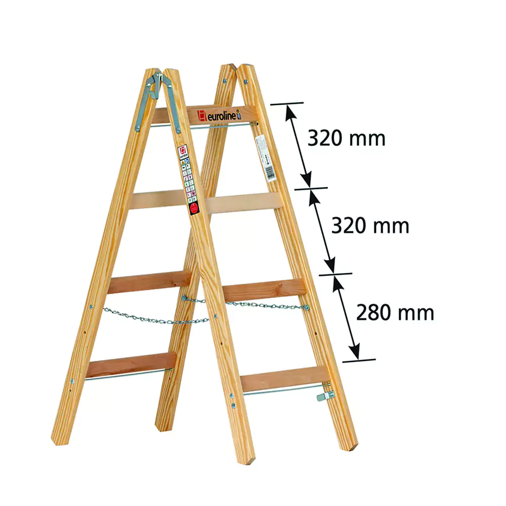 Holz-Sprossenstehleiter, 2 x 4 Sprossen