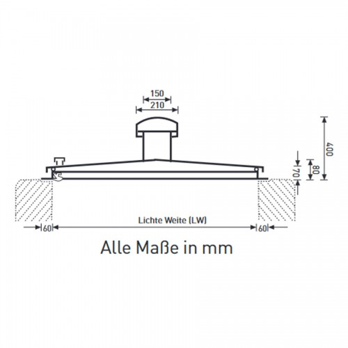 Brunnenabdeckung quadratisch, Schachtmaß 625 x 625 mm, mit Isolierung und Belüftungskamin, Edelstahl V2A