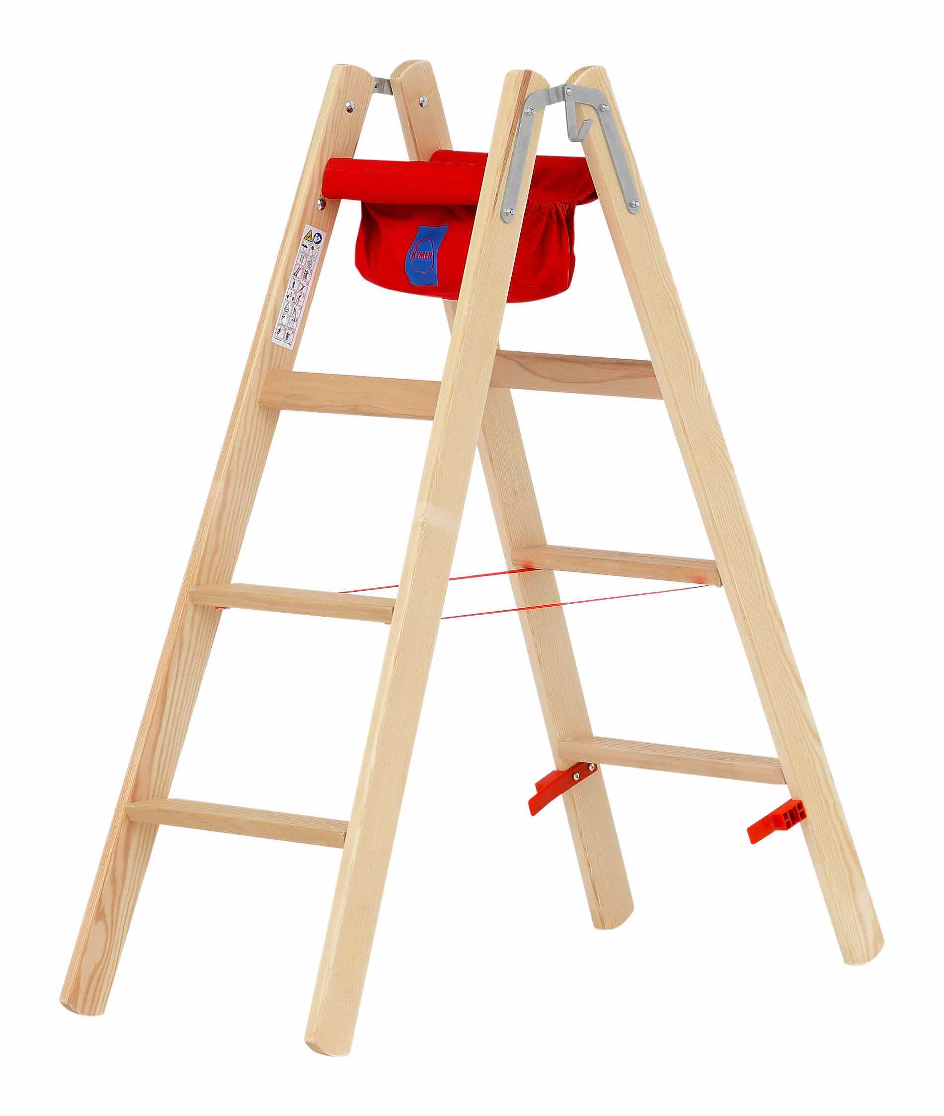 Holz-Stufenstehleiter, beidseitig begehbar, 2x4 Sprossen/Stufen