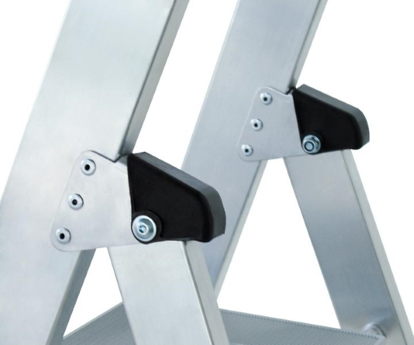 Aluminium-Stehleiter, einseitig begehbar, mit Rollen und Griff 4 Stufen