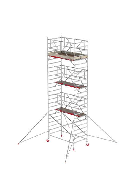 RS TOWER 42 Fahrgerüst - 12.20 m Arbeitshöhe - 1.35 m breit - 2.45 m Holzplattform - Safe-Quick® + Streben