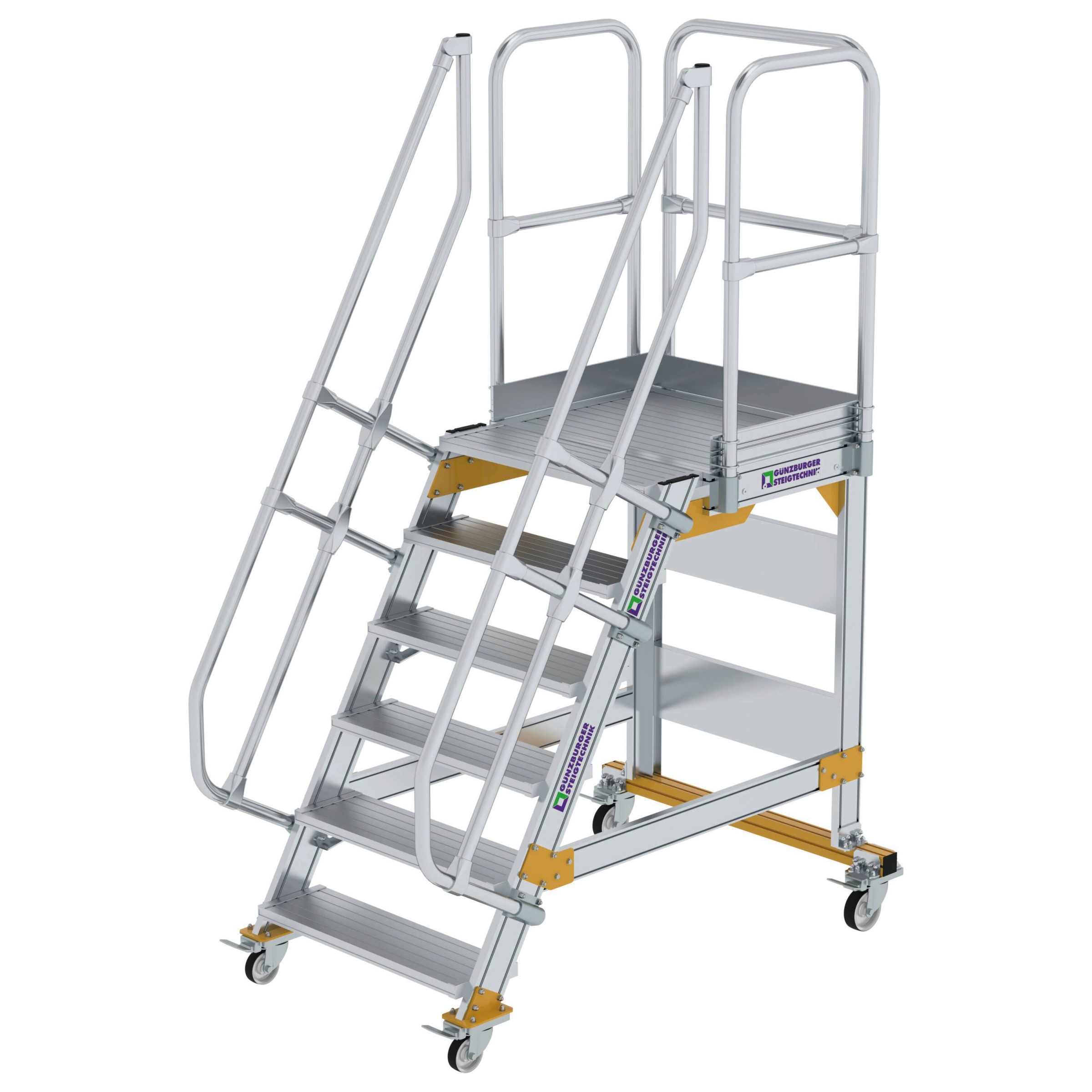 Aluminium-Plattform-Treppe fahrbar 60°, Stufenbreite 800 mm, 4 Stufen