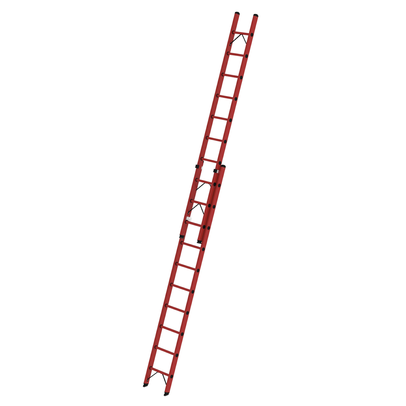 Vollkunststoff-Schiebeleiter 2x10 Sprossen/Stufen Sprossen-Schiebeleiter 2-teilig GFK ohne Traverse, 2 x 10 Sprossen