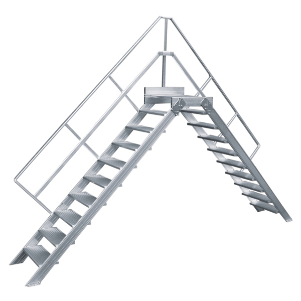 Überstieg stationär, Treppenneigung 45°, Stufenbreite 1000 mm - 5 Stufen