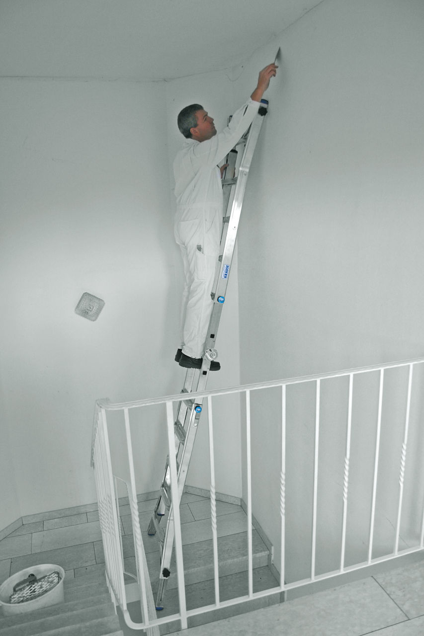 STABILO Sprossen-Gelenk-Teleskopleiter mit 4 Holmverlängerungen, 4 x 5 Sprossen