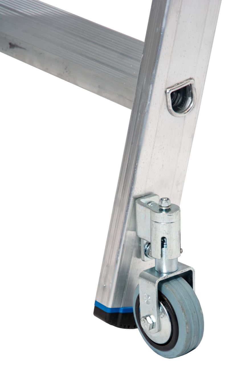 Stufen-RegalLeiter für Doppelregal mit Rundrohr-Schienenanlage, 6 Stufen Stufen-RegalLeiter für Doppelregal mit Rundrohr-Schienenanlage, 6 Stufen