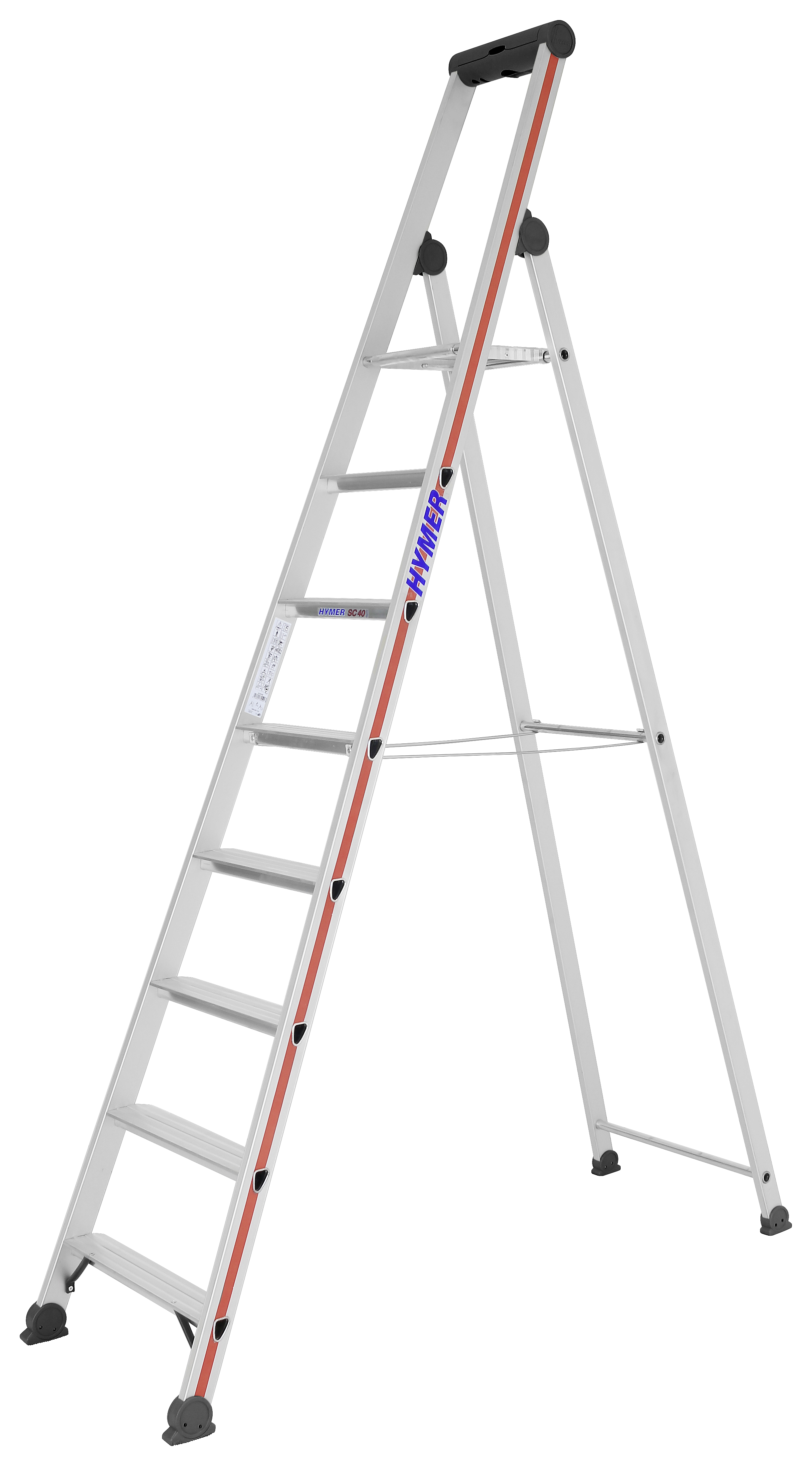 Stufenstehleiter mit Plattform, einseitig begehbar - 3 Sprossen/Stufen
