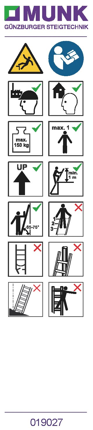 Hinweis-Aufkleber für Tritte/Podeste mit Haltevorrichtung