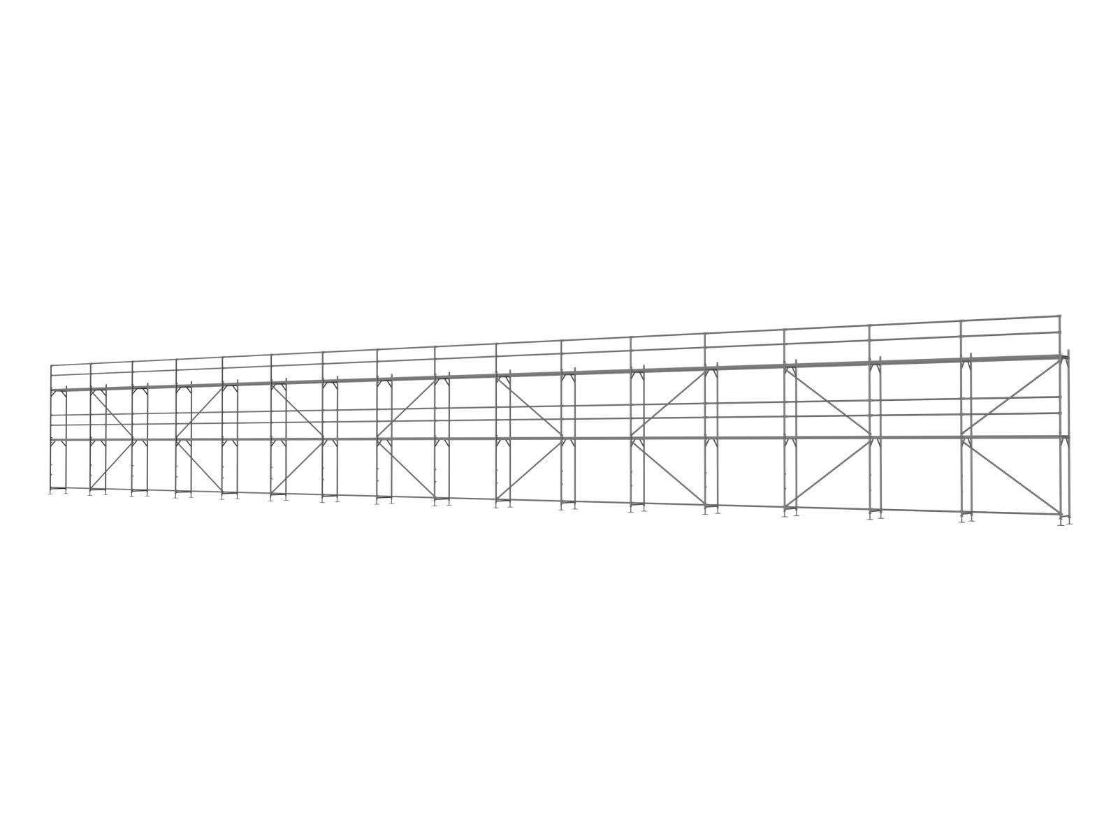Stahl Traufseitengerüst 240 qm - 2,5 m Felder - 40 m lang - 6 m Arbeitshöhe - Basis-Gerüst