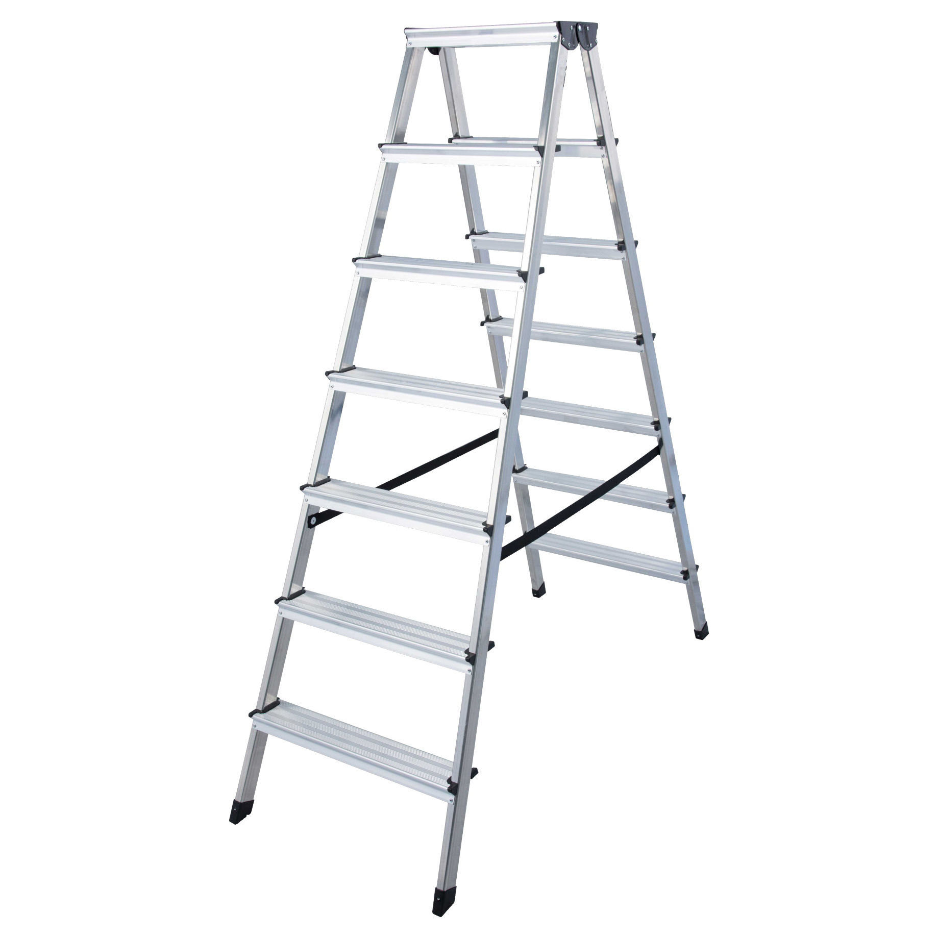 DIY Alu-Stufenstehleiter, beidseitig begehbar, 2 x 7 Stufen