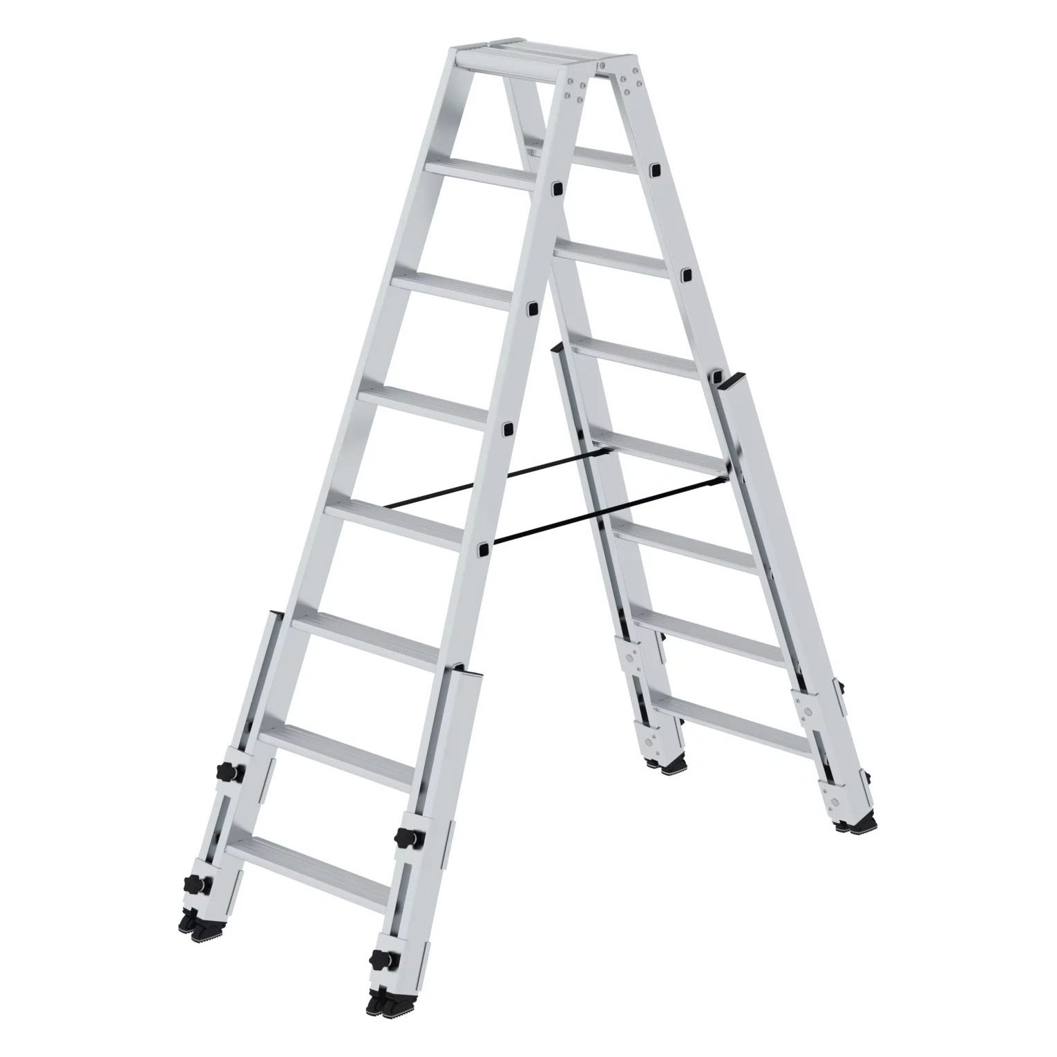 Stufen-Stehleiter, treppengängig, 2 x 8 Stufen Stufen-Stehleiter, treppengängig, 2x6 Stufen