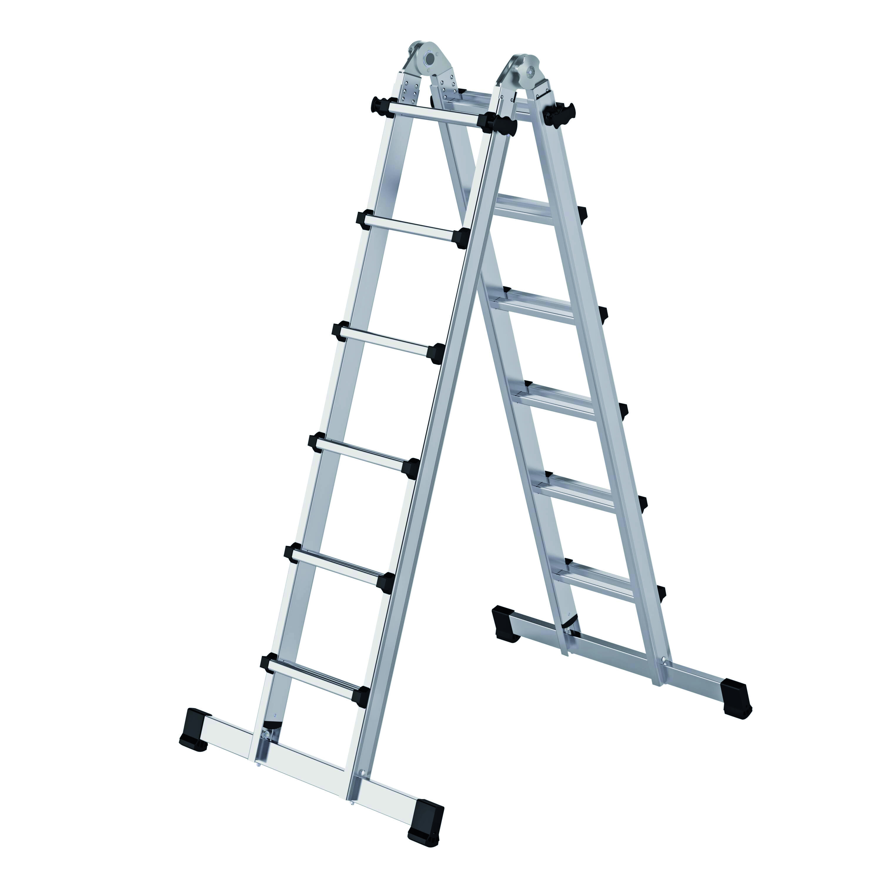 Teleskopleiter 4-teilig mit Traverse, 4 x 6 Sprossen