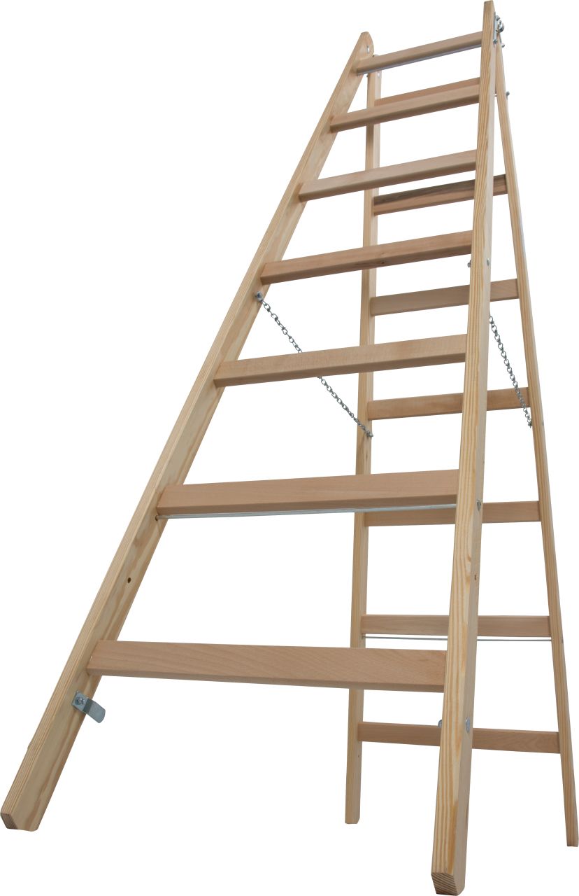 Sprossen-Doppelleiter (Holz) 2x7 Sprossen