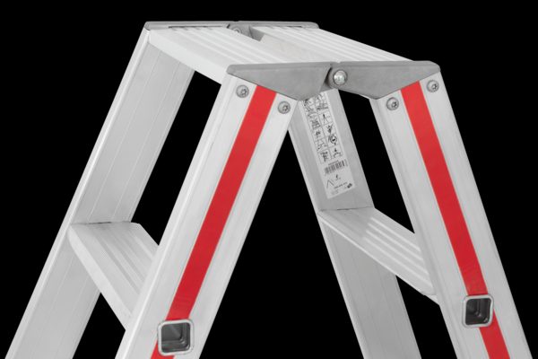 Stufenstehleiter mit Rollen, beidseitig begehbar, 2x8 Stufen