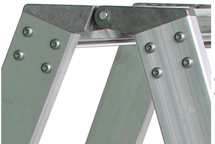 4-fach verschraubtes Leitergelenk Stufen-Stehleiter, treppengängig, 2x6 Stufen