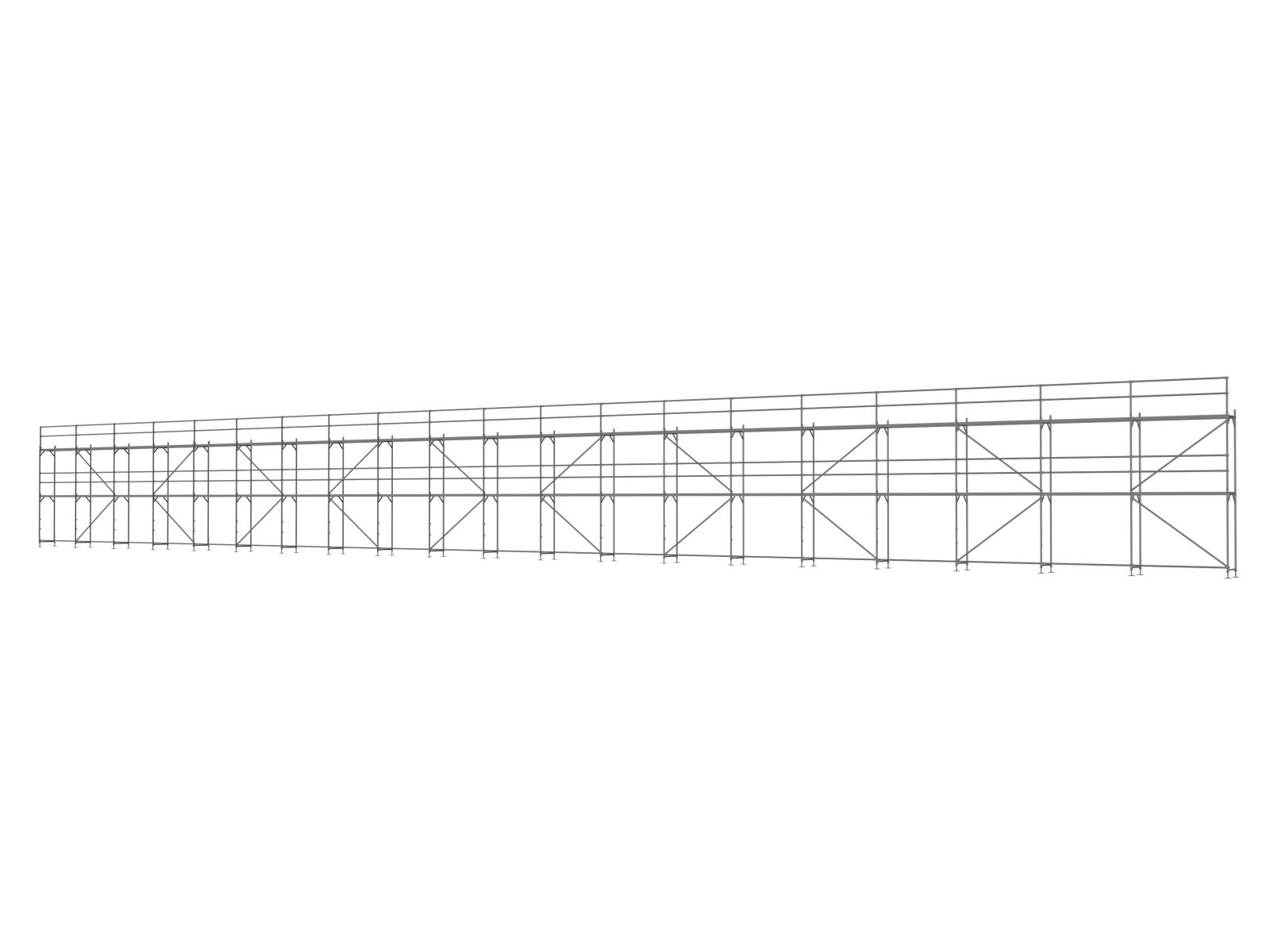 Alu Traufseitengerüst 300 qm - 2,5 m Felder - 50 m lang - 6 m Arbeitshöhe - Basis-Gerüst