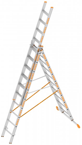 Allzweckleiter 3-teilig mit Stufen - Topic 1041, 3x12 Stufen