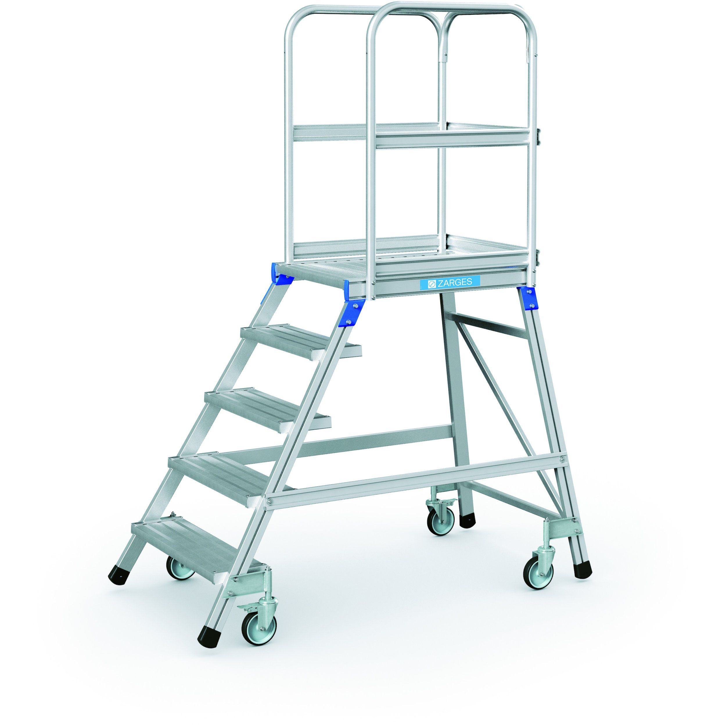Podesttreppe, fahrbar, einseitig begehbar mit Leichtmetall-Stufen 3 Sprossen/Stufen