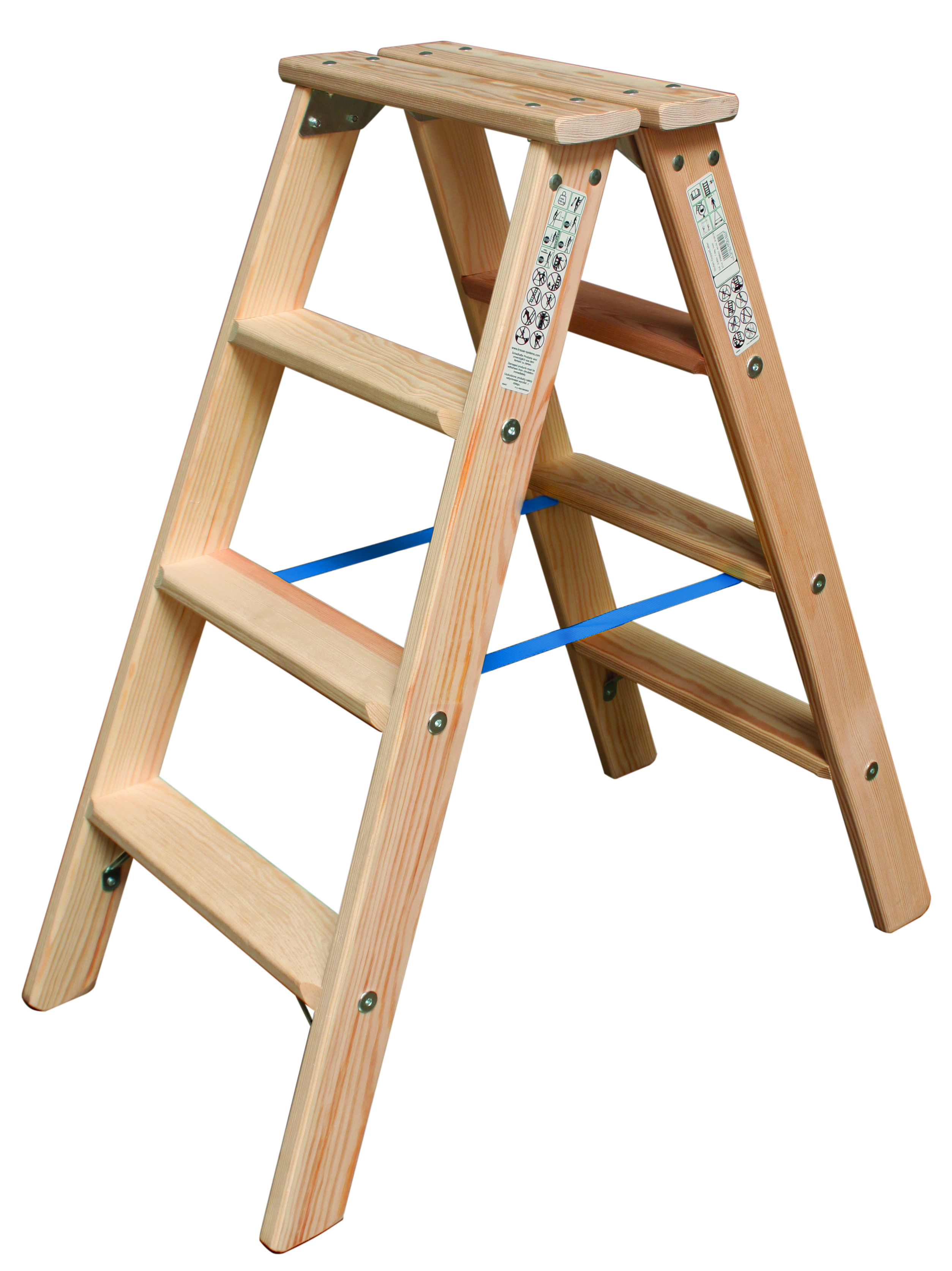 STABILO Stufen-DoppelLeiter Holz, 2x4 Stufen