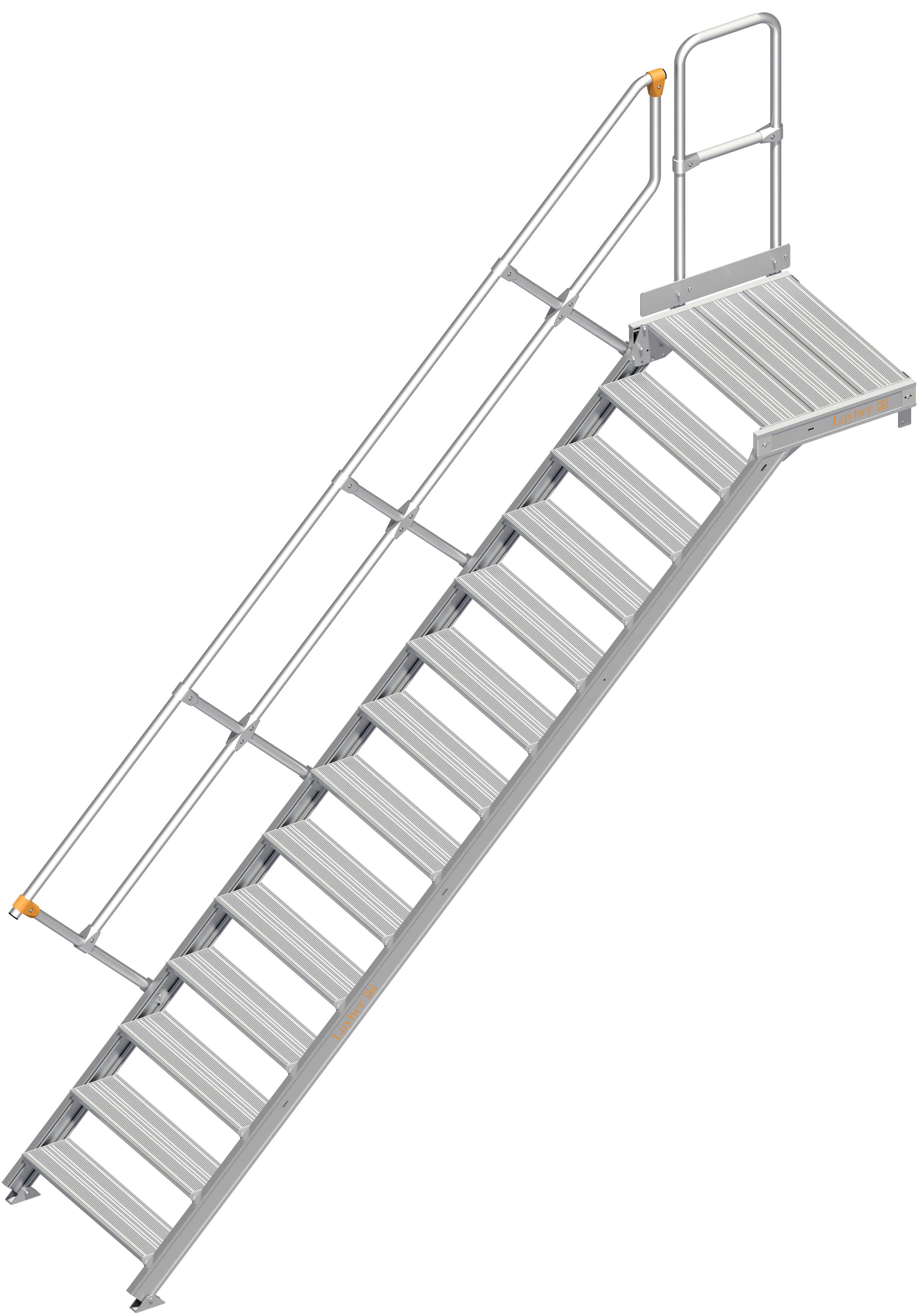 Alu-Treppe 112 mit Plattform Neigung 45° Breite 0,80 m, 13 Stufen