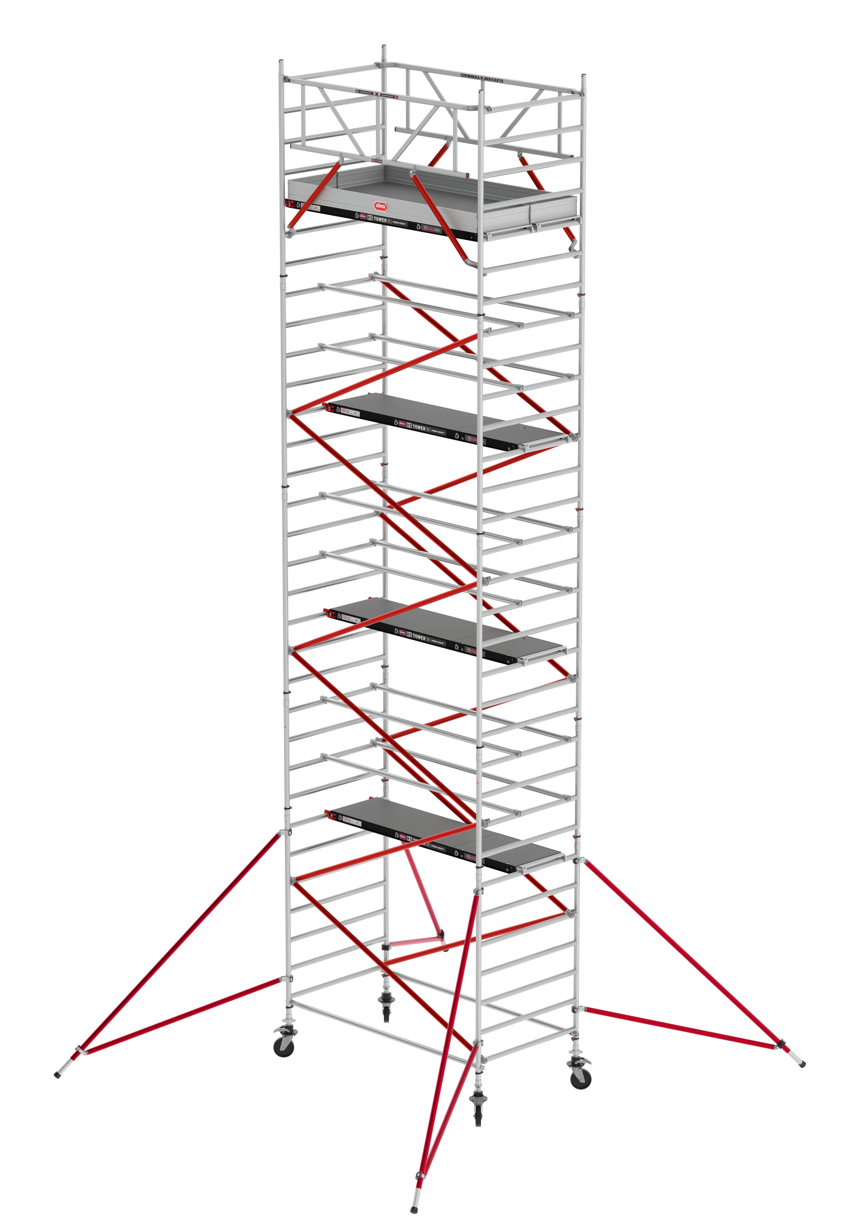 FAHRGERÜST RS TOWER 52 - Breit 1,35 m Holz Länge 3,05 m Standhöhe 7,20m