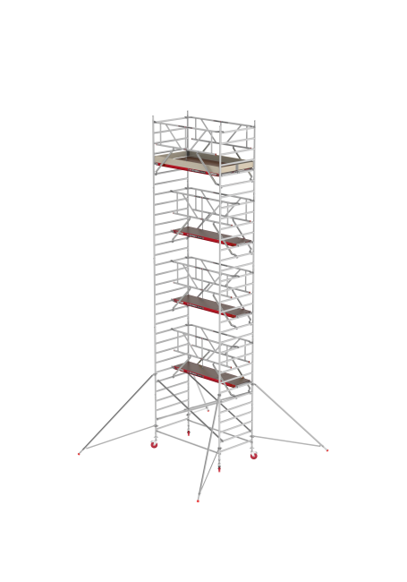 RS TOWER 42 Fahrgerüst - 12.20 m Arbeitshöhe - 1.35 m breit - 2.45 m Holzplattform - Safe-Quick® + Streben