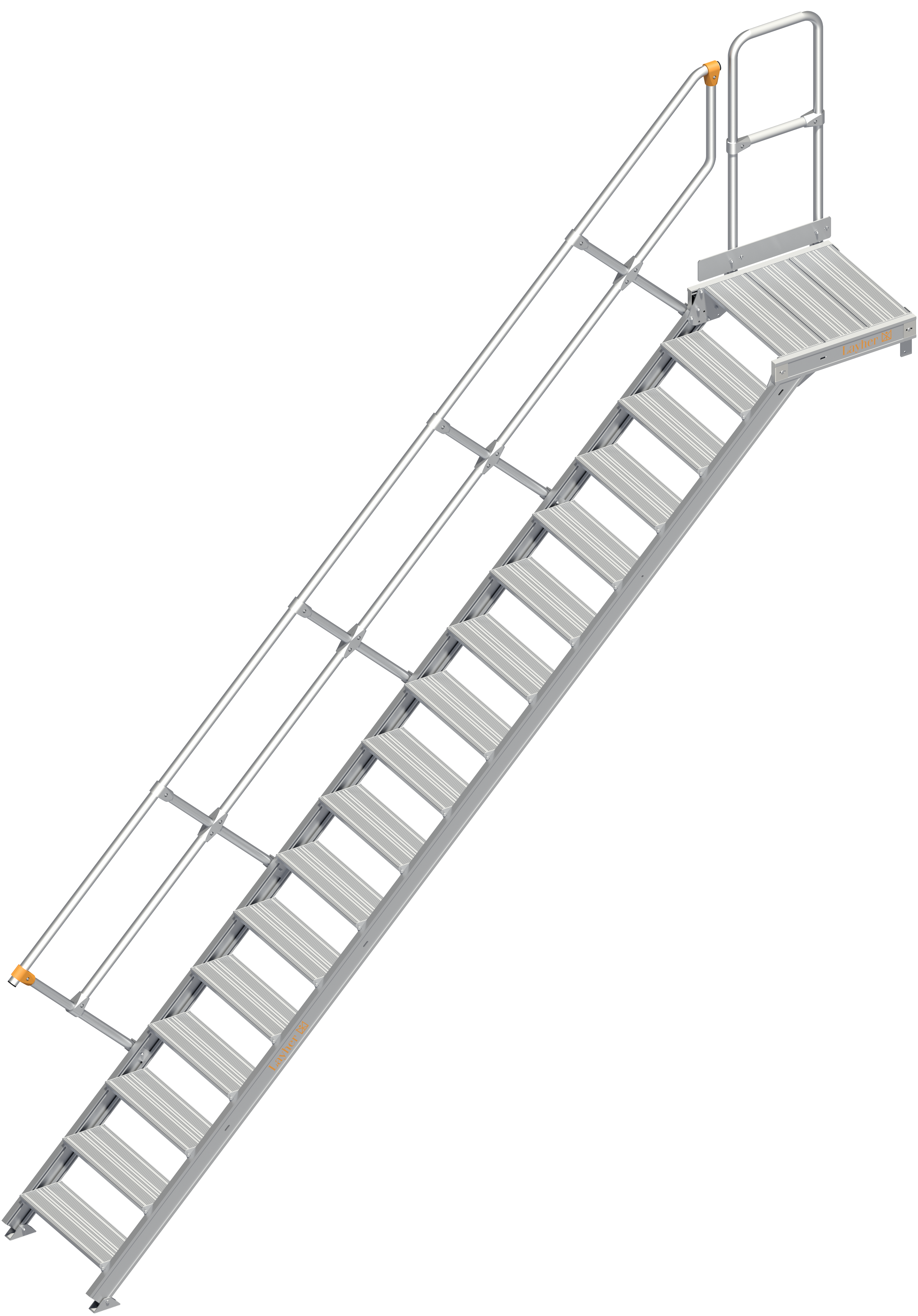 Alu-Treppe 112 mit Plattform 45° Neigung Breite 0,60 m, 3 Stufen