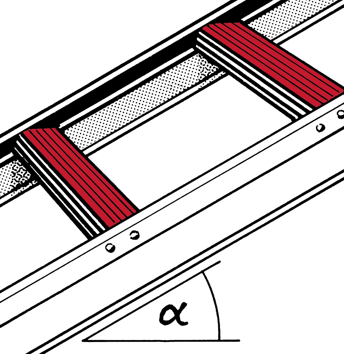 Dachauflegeleiter aus Aluminium (ziegelrot) - 7 Sprossen