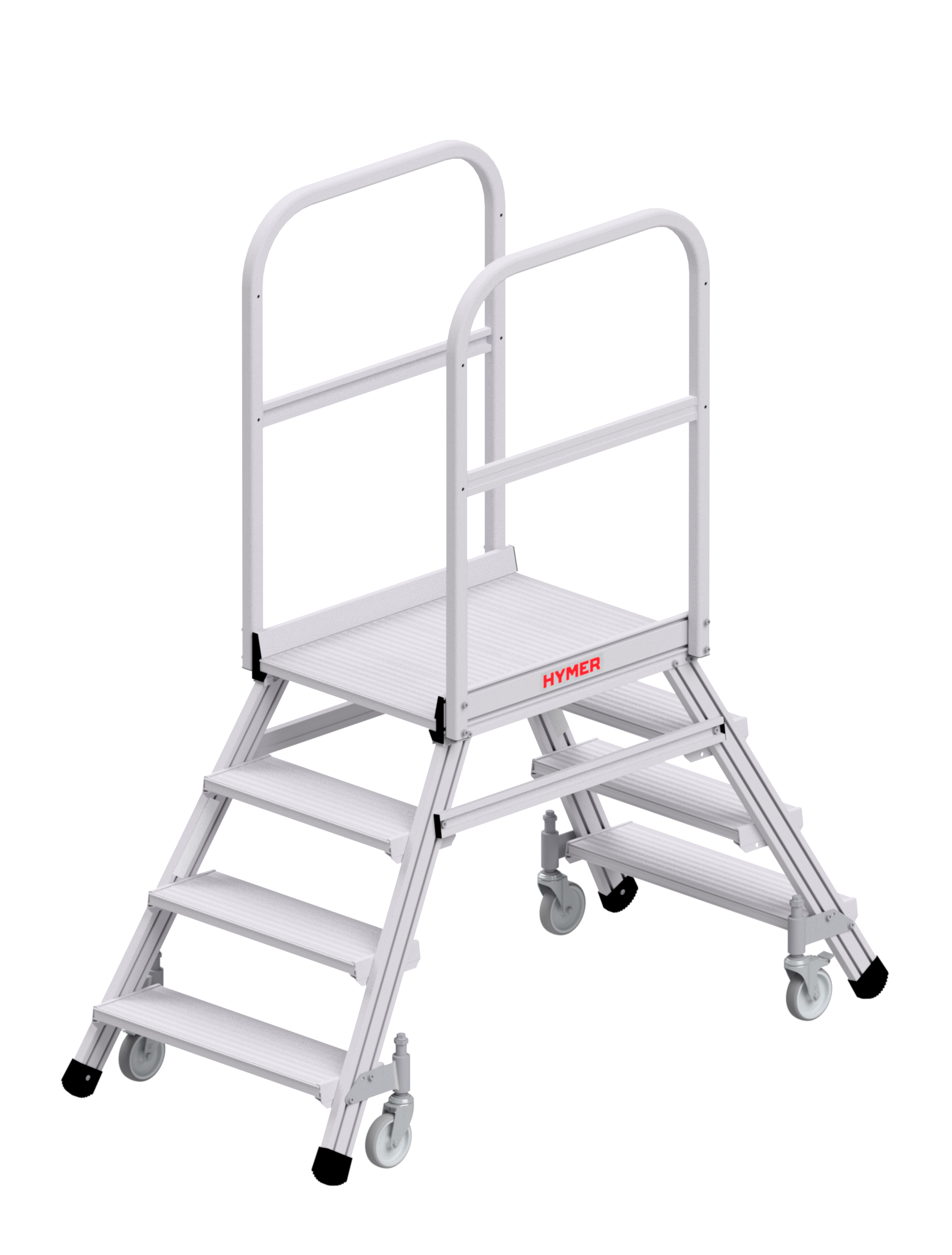 Podesttreppe R13 fahrbar, beidseitig begehbar - 2x8 Stufen Podesttreppe R13 fahrbar, beidseitig begehbar - 2x8 Stufen