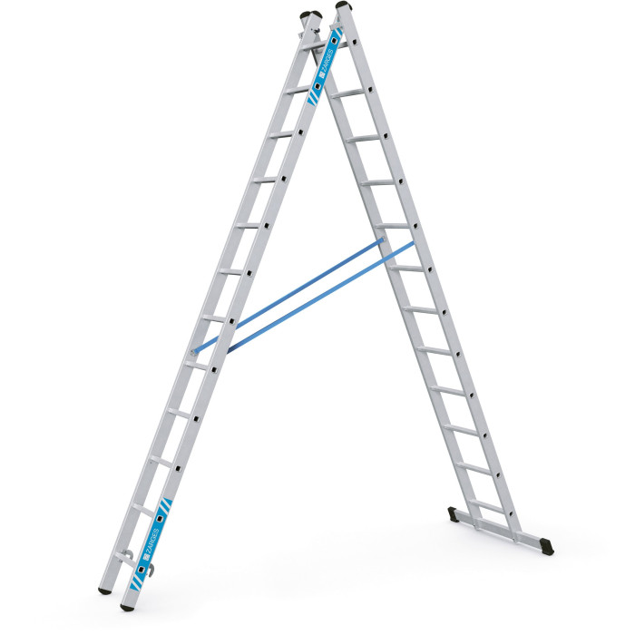 Combimaster Plus X, Gebördelte Mehrzweckleiter, 2-teilig, 2x12 Sprossen Combimaster Plus X, Gebördelte Mehrzweckleiter, 2-teilig, 2x12 Sprossen