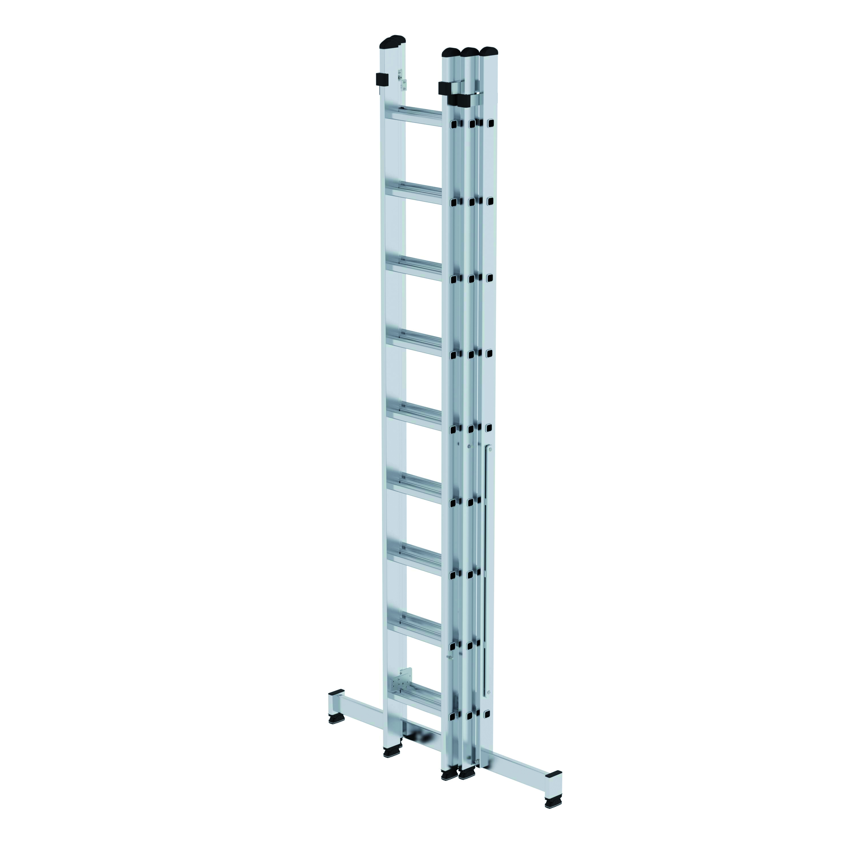 Mehrzweckleiter 3-teilig mit nivello Traverse, 3 x 9 Sprossen