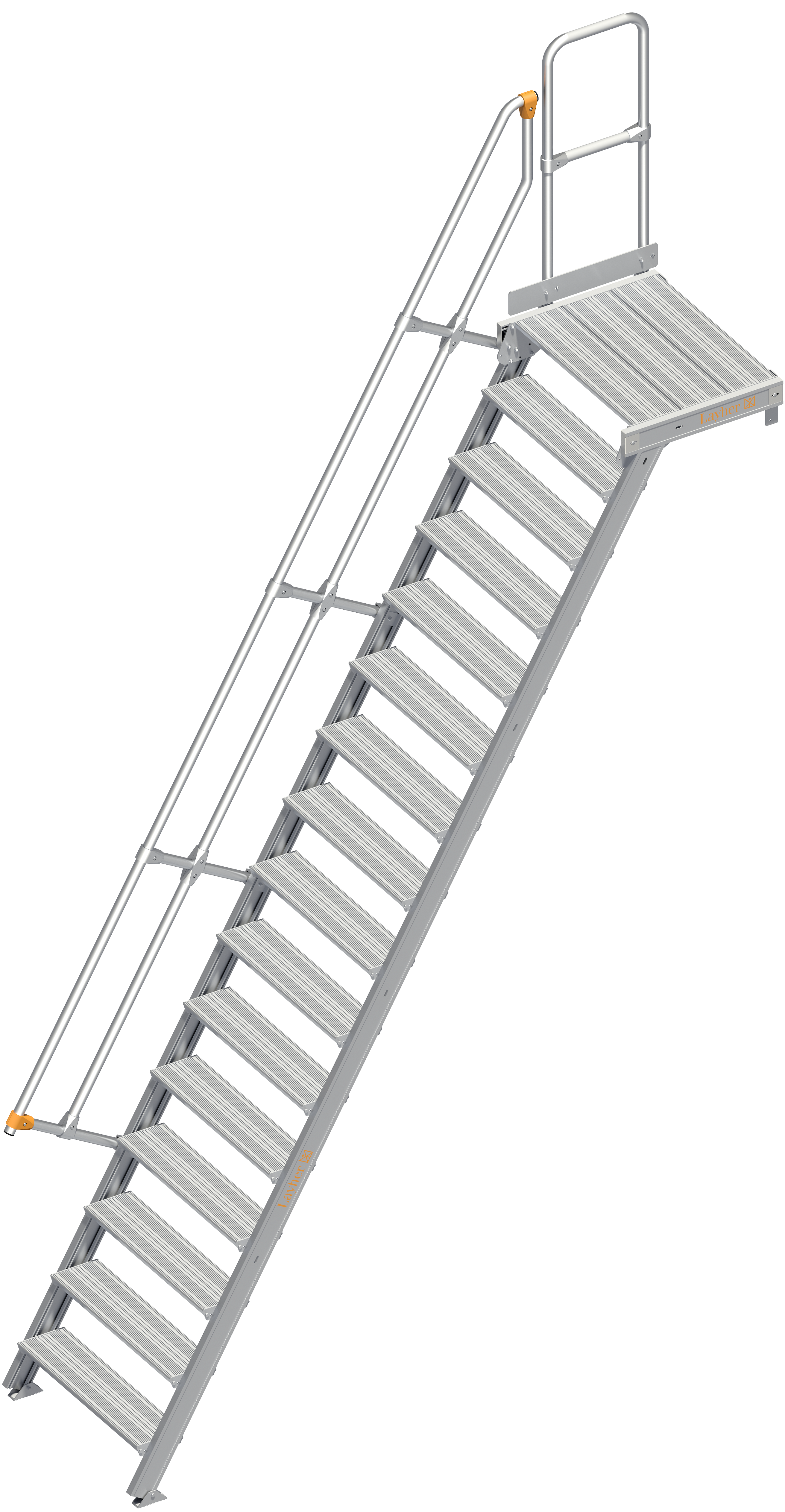 Alu-Treppe 112 mit Plattform Neigung 60° Breite 0,80 m, 3 Stufen