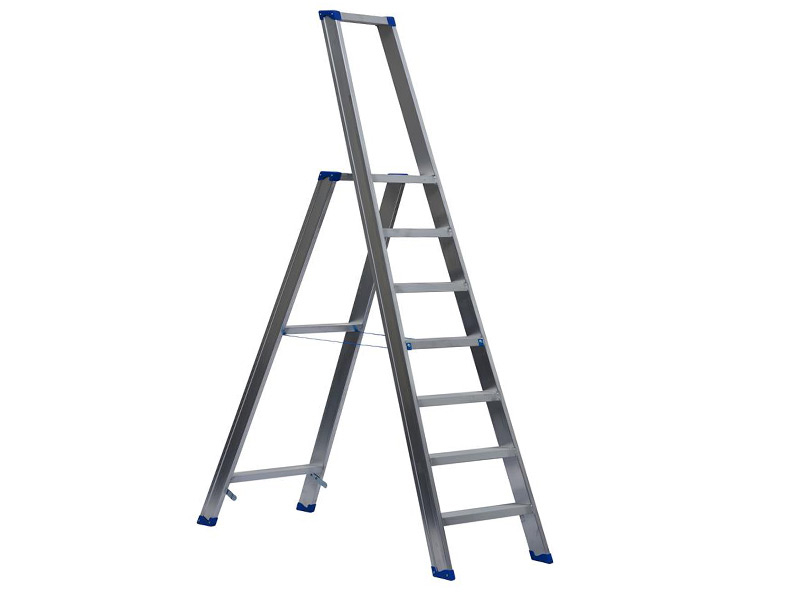 Stufenstehleiter einseitig begehbar, mit Bügel, 7 Stufen