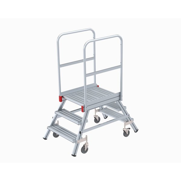 PREMIUM line Mobile Podesttreppe zweiseitig begehbar, 3 Stufen