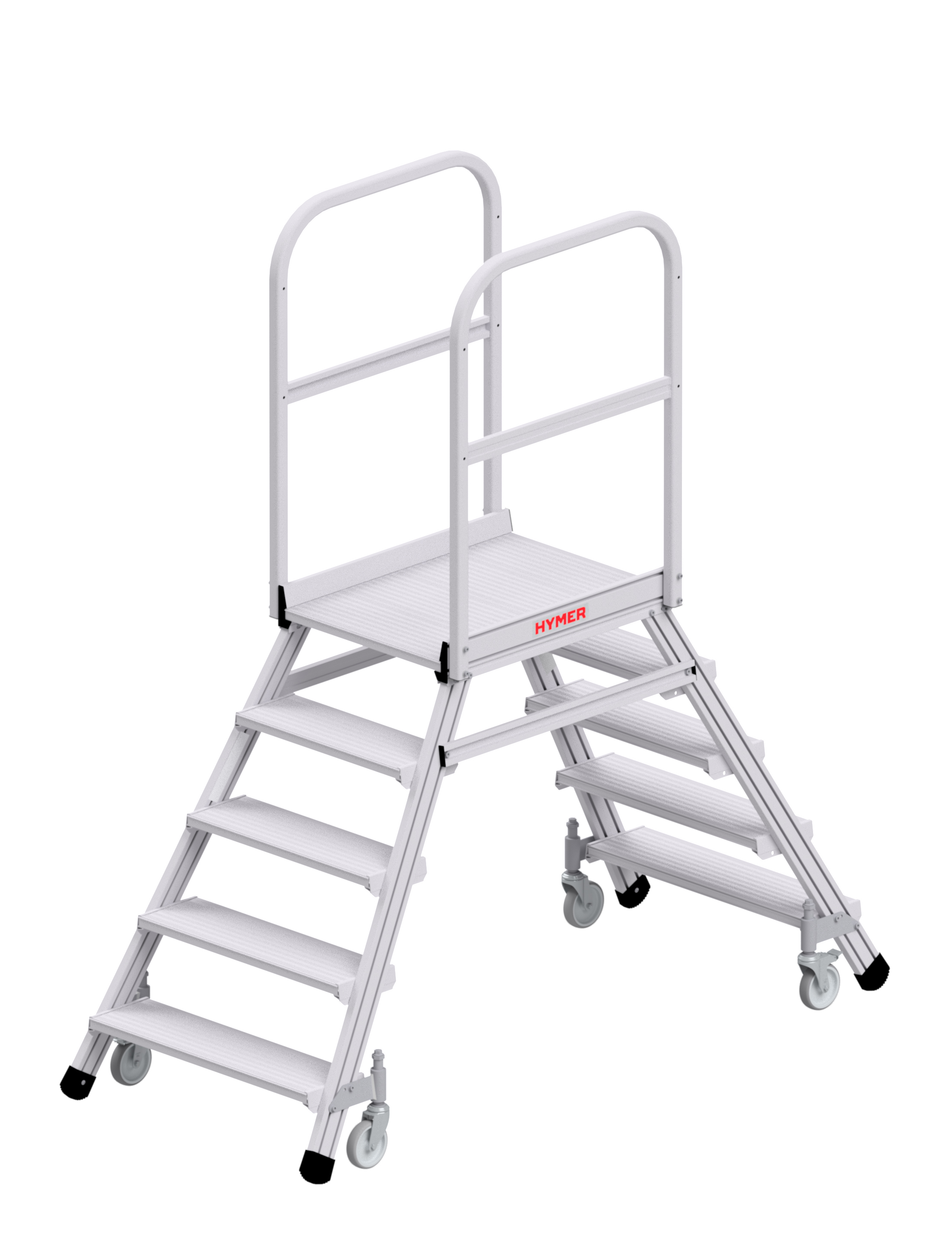Podesttreppe R13 fahrbar, beidseitig begehbar - 2x8 Stufen Podesttreppe R13 fahrbar, beidseitig begehbar - 2x8 Stufen