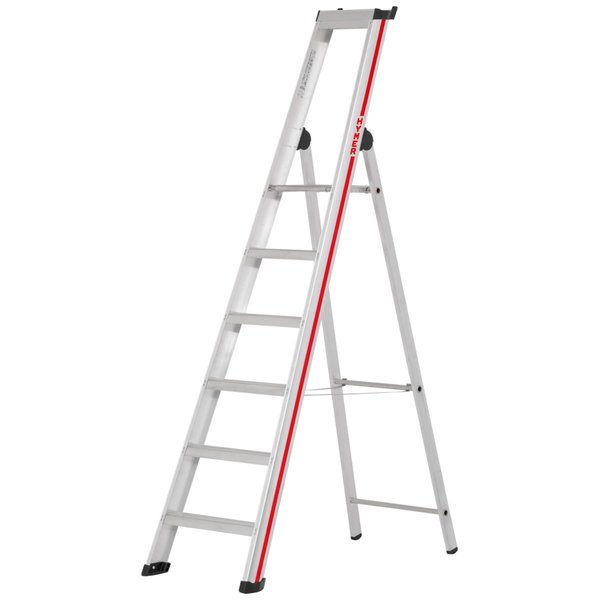 Stufenstehleiter mit Plattform, einseitig begehbar - 6 Stufen