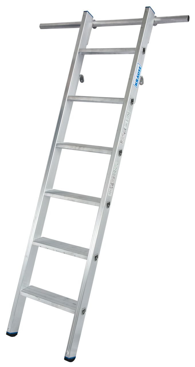 Stufen-Regalleiter einhängbar, mit 2 Paar Einhängehaken, 6 Stufen