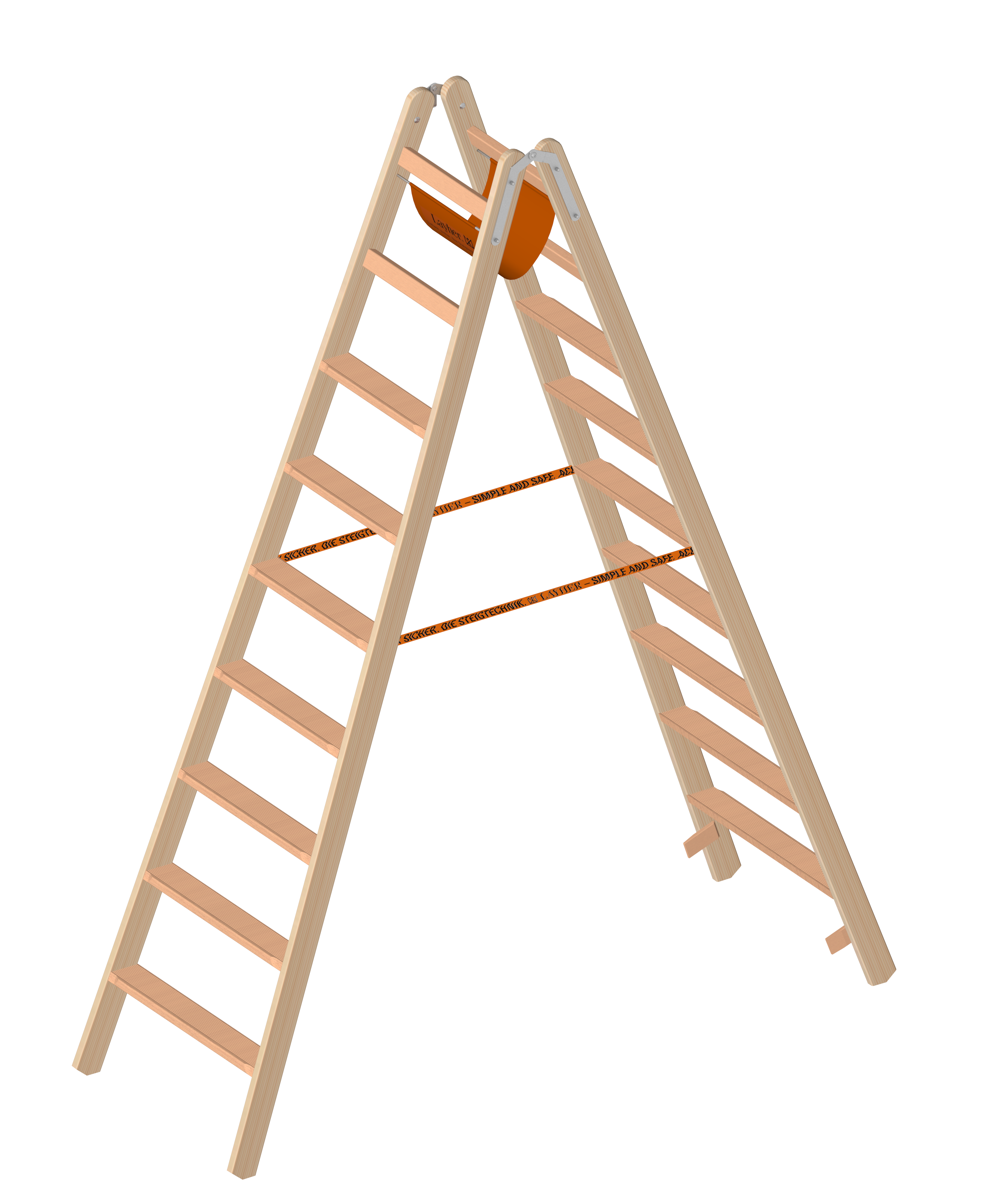 Holzstehleiter 1020 mit 2x9 Stufen